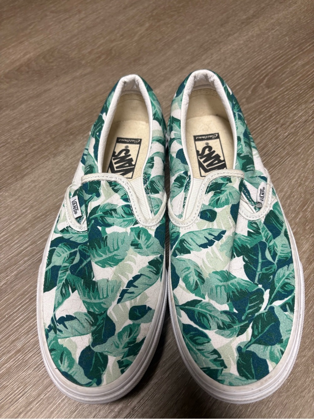Vans Slip-On Shoes in Green Leaf Print